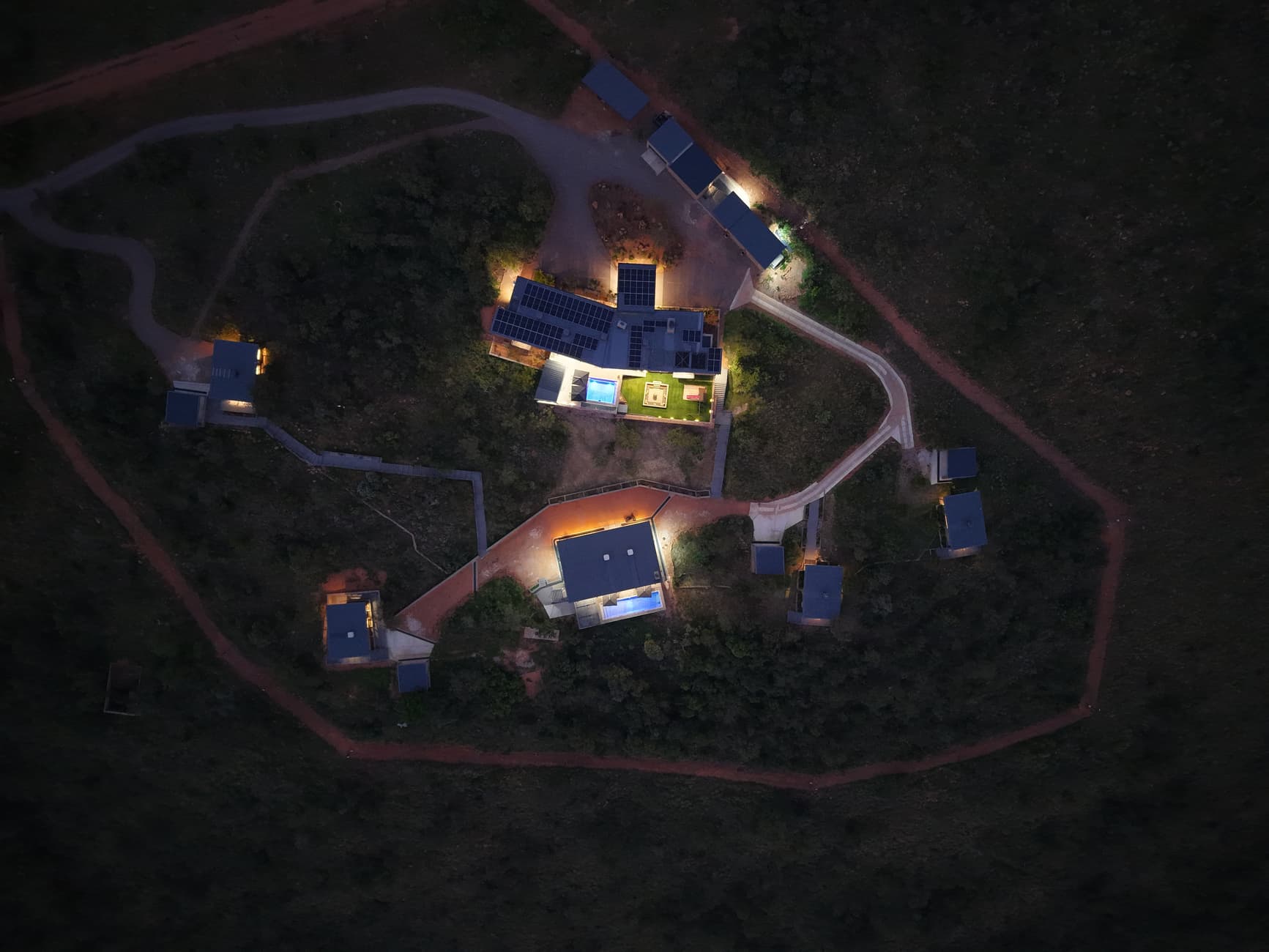 Aerial view of Iketla Cottages and surrounding bushveld